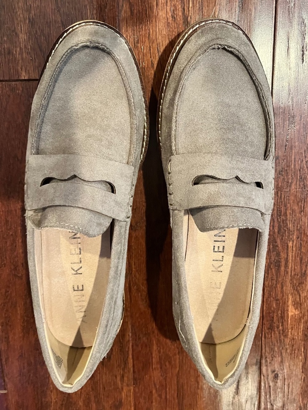 Anne Klein Gray Platform Loafers sz 8.5